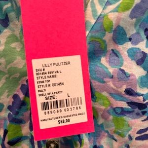Lilly Pulitzer Essie tank in Shell of a Party print size L. Brand new with tags!